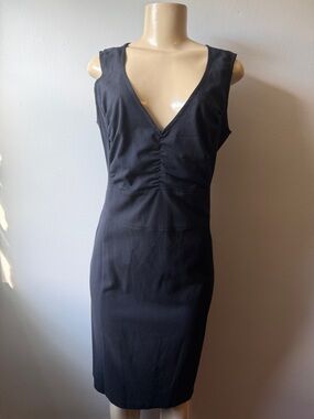 Sisley Black V-Neck Midi Sheath Dress